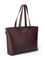 Aquatan Saffinao Dark Brown PU Leather Tote Bag for Women – Elegant, Durable Handbag for Office and Casual Outings