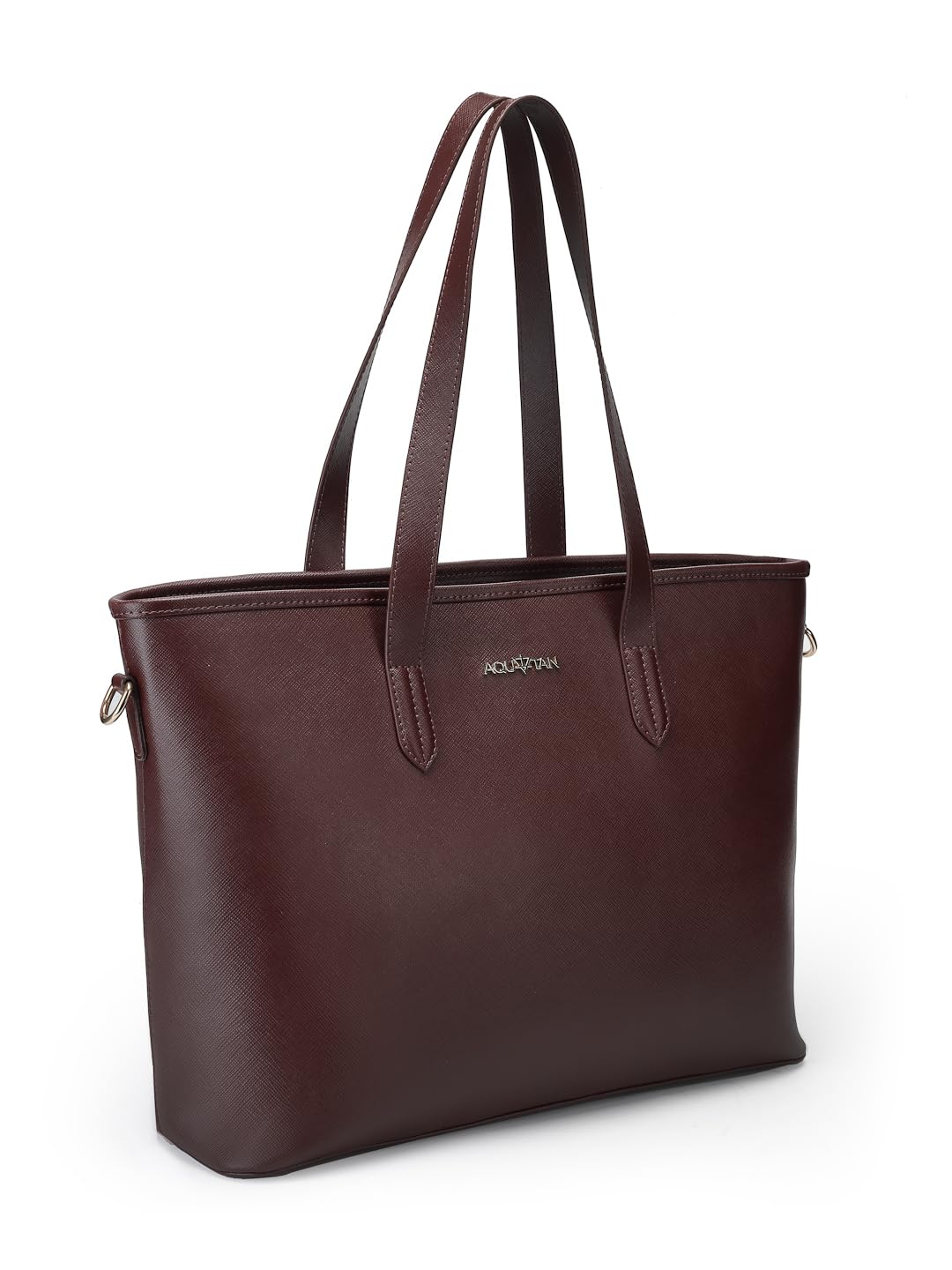 Aquatan Saffinao Dark Brown PU Leather Tote Bag for Women – Elegant, Durable Handbag for Office and Casual Outings