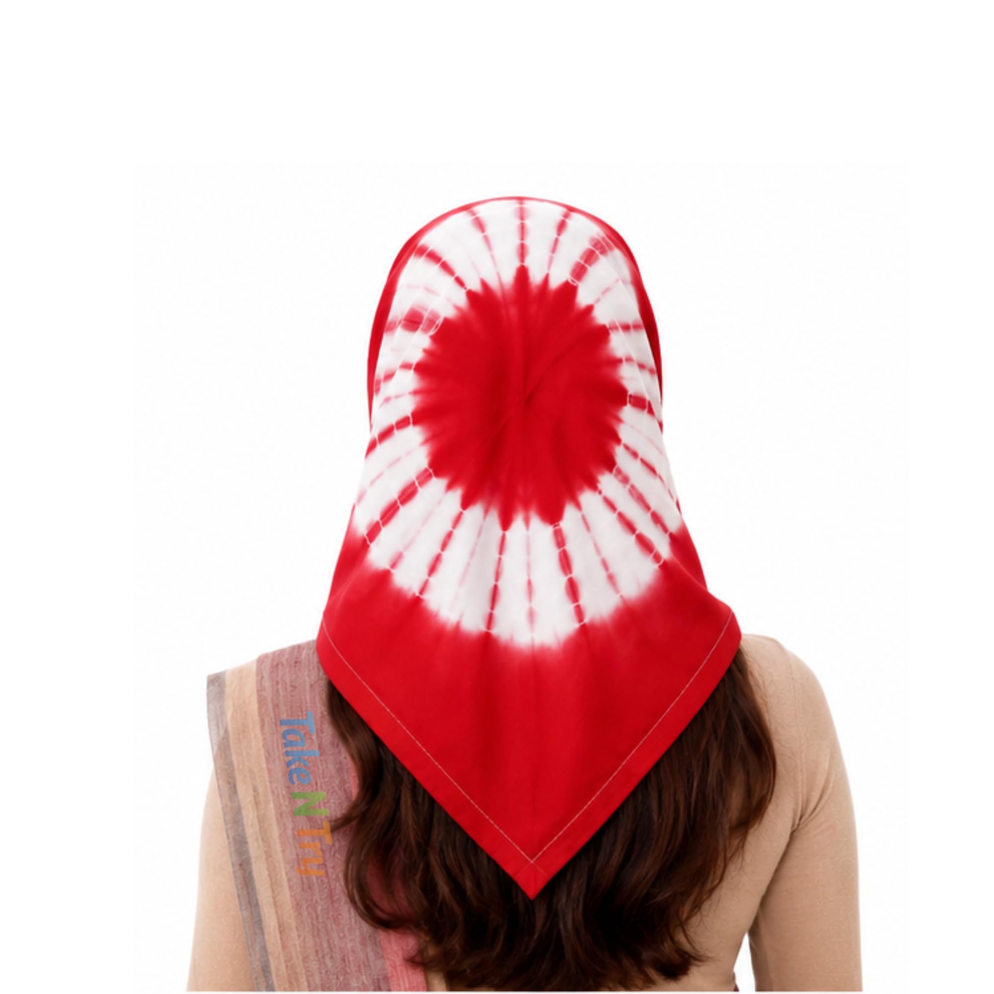 Take N Try Women’s Satin Head Scarf, Square Hair Wrap Cotton Bandana for Head, Neck & Hair, Daily Use, Travel & Ethnic Outfit, 30x30 Inch Fashion Printed Scarves for Female & Ladies Gift (Red)