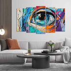 VIBECRAFTS Abstract Eye Canvas Wall Painting of Five Pieces Set For Home|Office|Living Room|Gift (PTVC5Pcs2_6624)