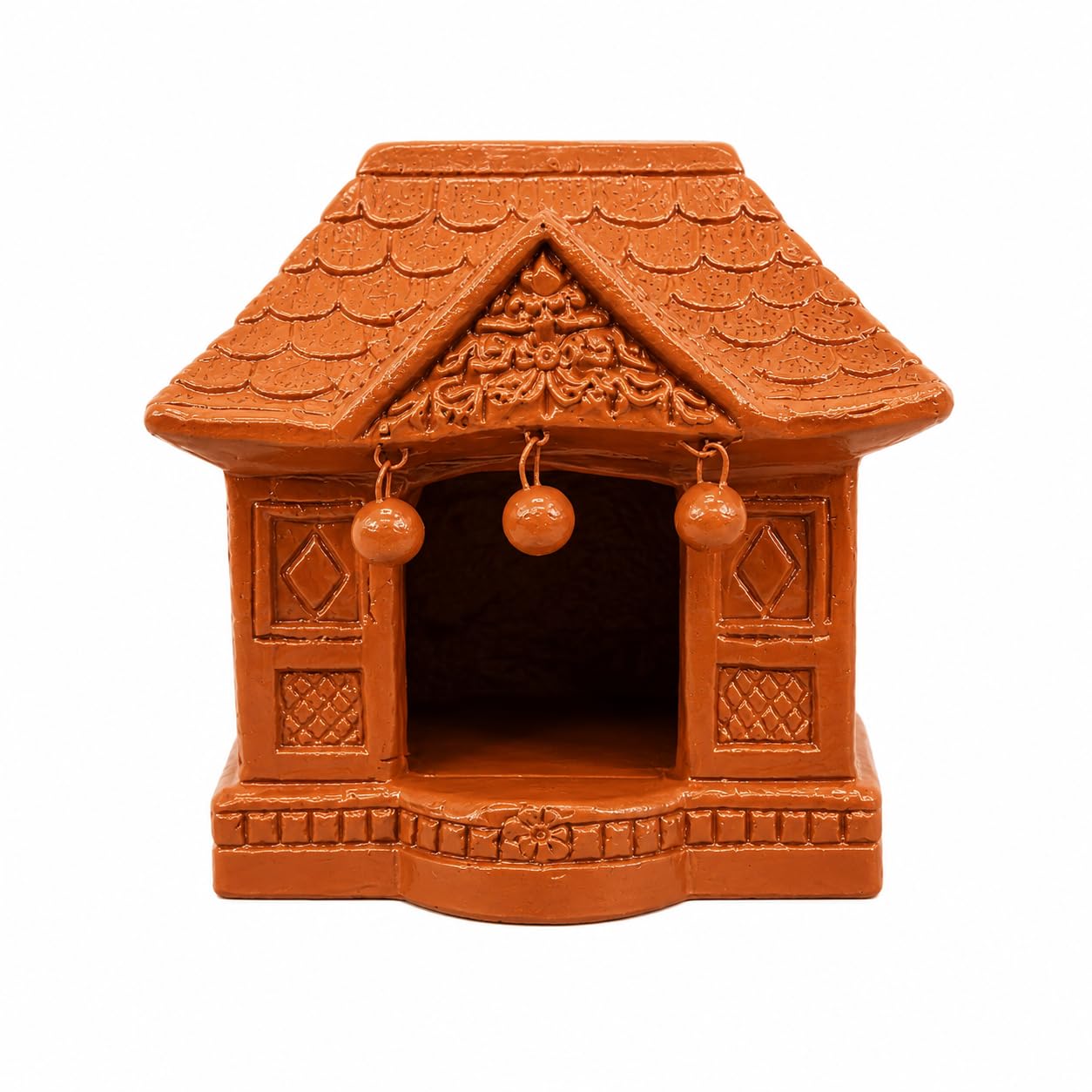 Handcrafted Terracotta Mini House Temple, Traditional Indian Clay House for Puja Setup and School Projects, Mitti ka ghar
