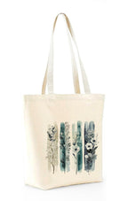 Heu Floral Art Canvas Tote Bag | Eco-Friendly Reusable Cotton Shoulder Bag | Minimal Botanical Print Shopping Tote for Women & Men