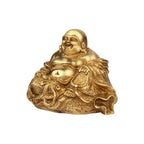 ARTVARKO Feng Shui Happy Man Laughing Buddha Sitting Brass Statue Idol for Attracting Money Wealth Prosperity Financial Good Luck.
