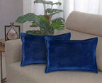 RD TREND® Corduroy Cushion Cover Set of 2, Striped Double Sided Decorative Throw Pillowcases for Sofa, Bed & Living Room Rectangular Long Cushion Covers 18x28 inches | Navy Blue
