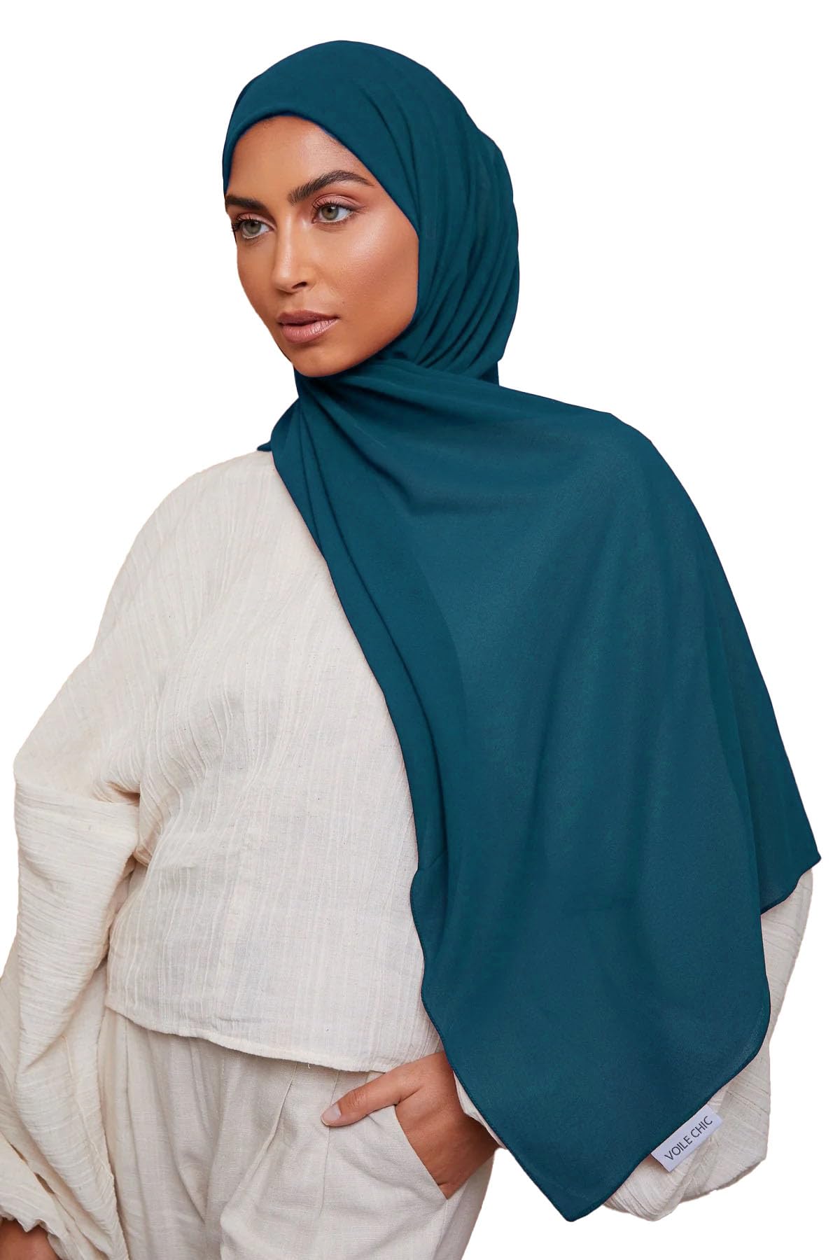 ICW GIRLS GEORGETTE SOLID PLAIN SCARF STOLES SHAWL HIJAB FOR WOMEN 85 X 180 CM (Bottle Green)