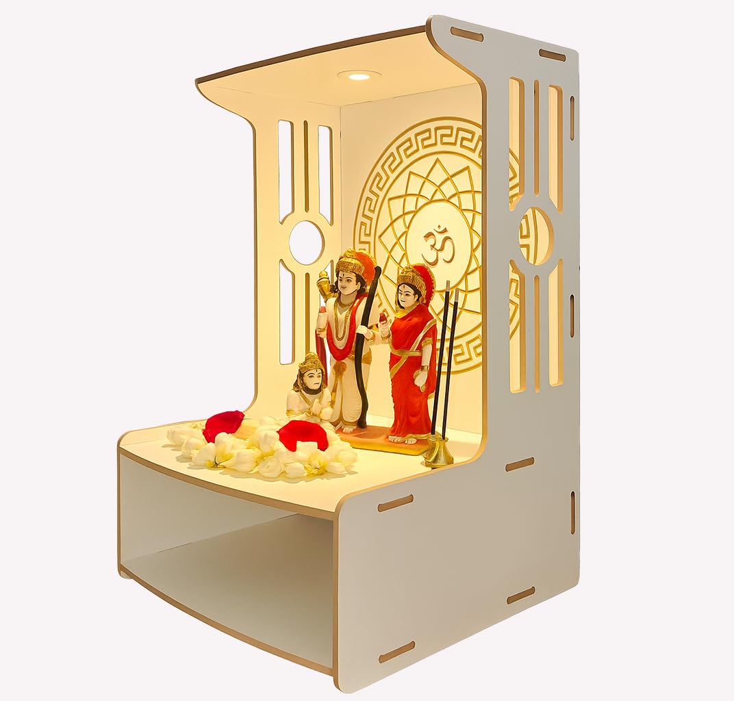 Alpine Willow Premium Temple for Home with Door I Height-18, Width-12, Depth-11 Inch I Puja Mandir for Home I Pooja mandir I Wooden Temple I Laddoo Gopal mandir I Devghar I Pooja ghar