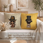 STITCHNEST Set of 2 Funky Friends Collection Printed Jute Cushion Covers 24x24 Inches | Decorative Throw Pillow Covers for Sofa, Living Room, Bedroom | Perfect for Home Decor