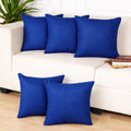 STITCHNEST Quilted Velvet Cushion Covers Set of 5 | Soft Blue | 12x12 Inches | Premium Sofa & Living Room Décor
