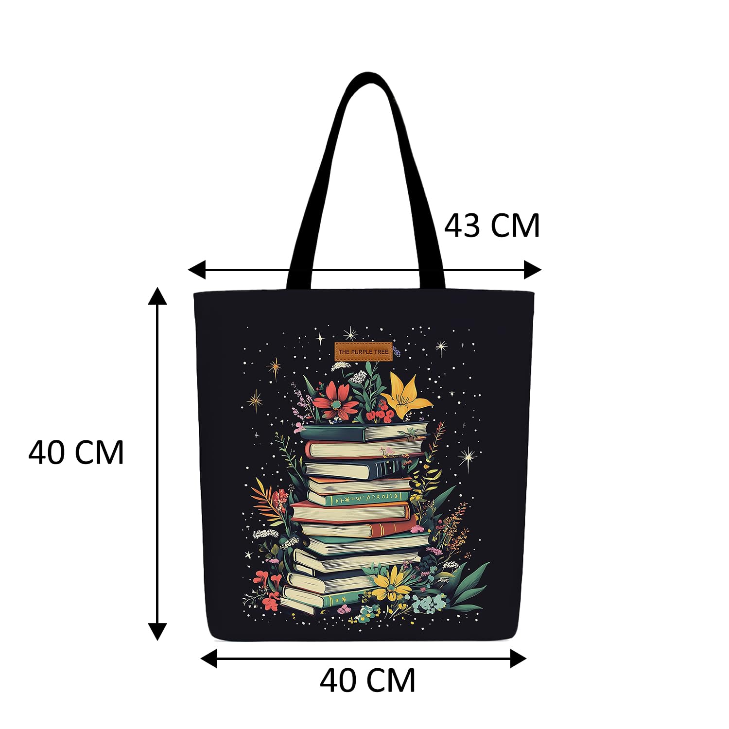 The Purple Tree Eco-Friendly Canvas Tote Bag, Sustainable, Reusable Shopping, Beach, Travel or Everyday Tote, Wide Tote Bag, Midnight Library