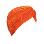 BISMAADH Velvet Soft Pleated Pre Tied Knot Readymade Turban/Pagri Head Wraps for Men & Women Orange