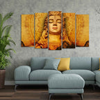 VIBECRAFTS Spiritual Shiva Canvas Wall Painting of Five Pieces Set For Home|Office|Living Room|Gift (PTVC5Pcs2_6611)