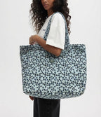 Leopard Print Oversized Carry All Tote Bag for Women | Recycled Heavy Cotton Canvas Carry All Shoulder Bag with Internal Zip Pocket | Machine Washable (Blue)