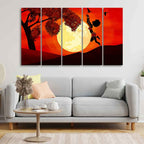 VIBECRAFTS Girl Catching Bird Premium Wall Painting Set of Five Pieces For Home|Office|Living Room|Gift (PTVC5Pcs4_8743)