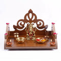BerryBox Small Brown Wooden Pooja Mandir for Home & Office | Beautiful Plywood Puja Temple for Wall Hanging & Tabletop | Compact Mandap for Idols & Prayer Room Decor | Traditional Indian Home Temple