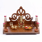BerryBox Small Brown Wooden Pooja Mandir for Home & Office | Beautiful Plywood Puja Temple for Wall Hanging & Tabletop | Compact Mandap for Idols & Prayer Room Decor | Traditional Indian Home Temple