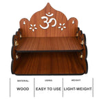 AR Art Engineered Wooden Pooja Mandir Temple Om Floral Design for Wall Mounted Home & Office (L-8, W-8, H-9 Inch) Light Brown – Elegant Spiritual Décor for Worship