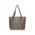 STYLE BA Women's Tote Bag With Leather Handles & Embroidery Printed Handbag With Zip Pockets, Shoulder Tote Bag And Handbag (Grey)