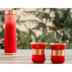 INDIAN ART VILLA Copper Bottle & Glass Gift Set - 950 ml Water Bottle & 2 Glasses (300 ml Each) - Pure Copper with Pink Ombre Silk Finish, Perfect for Gifting & Everyday Use
