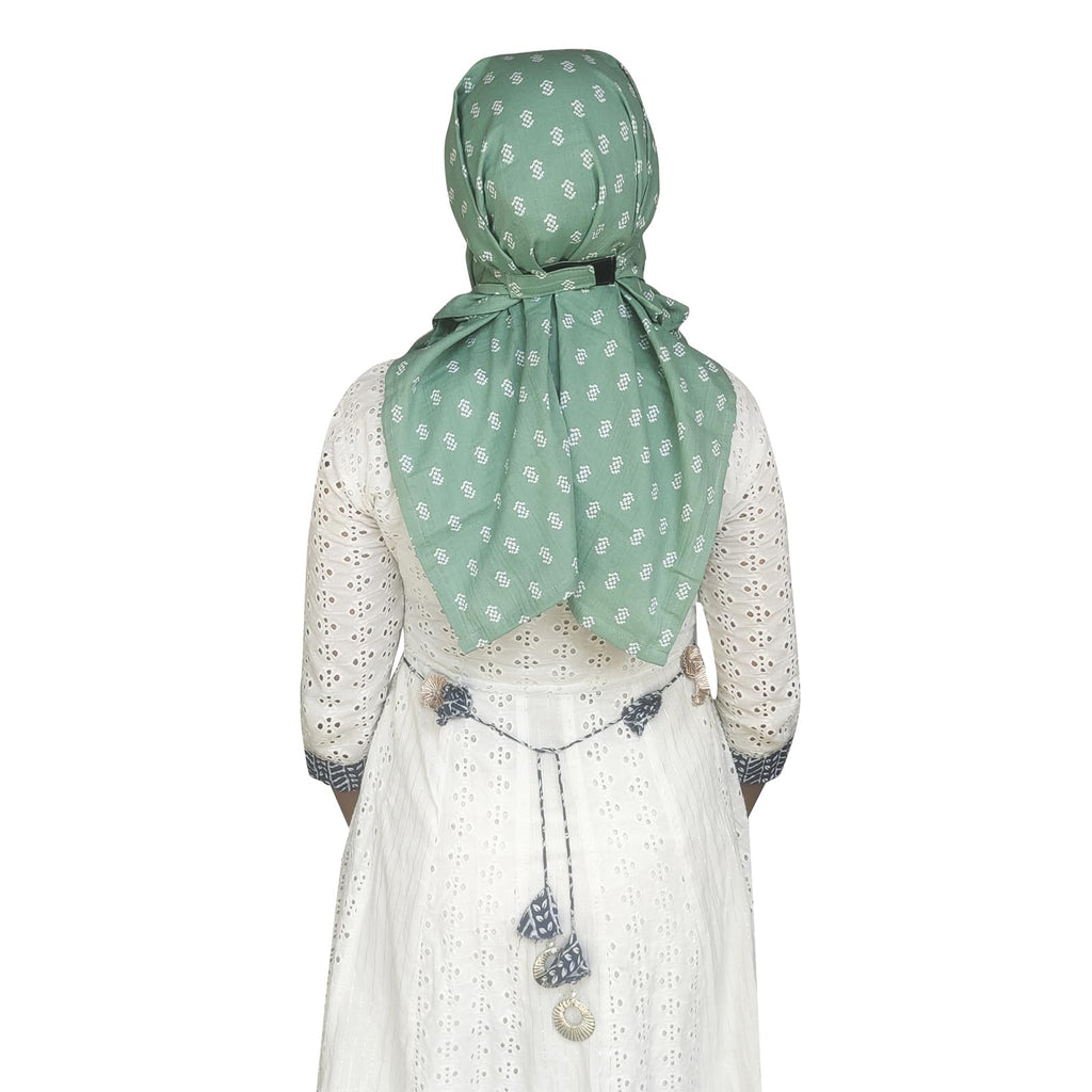 Switchon Female Cotton Innovative Scarf Hijab For Women With Closer 3 Inch Hook And Loop Tape For Size Adjustment For 12 Yrs And Above (Light_Green)