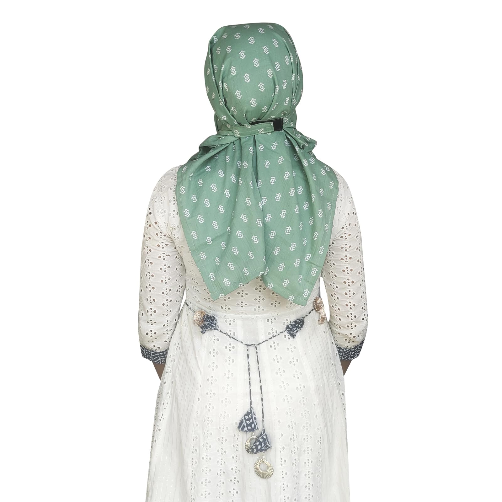 Switchon Female Cotton Innovative Scarf Hijab For Women With Closer 3 Inch Hook And Loop Tape For Size Adjustment For 12 Yrs And Above (Light_Green)