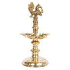 ARTVARKO Brass Bird Traditional Peacock 5 Wick Diya Oil Lamp Table Decor Diyas for Pooja Religious Diwali Gifts with Stand for Home Puja Temple Showpiece 12 Inch