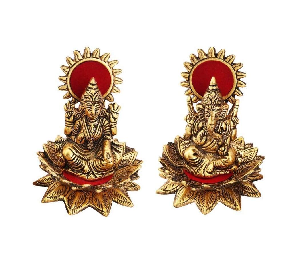 Prince Home Decor & Gifts Laxmi Ganesha God Idols Gold Oxidized Finish for Home Decor for Diwali, Corporate Gift Return Gifts
