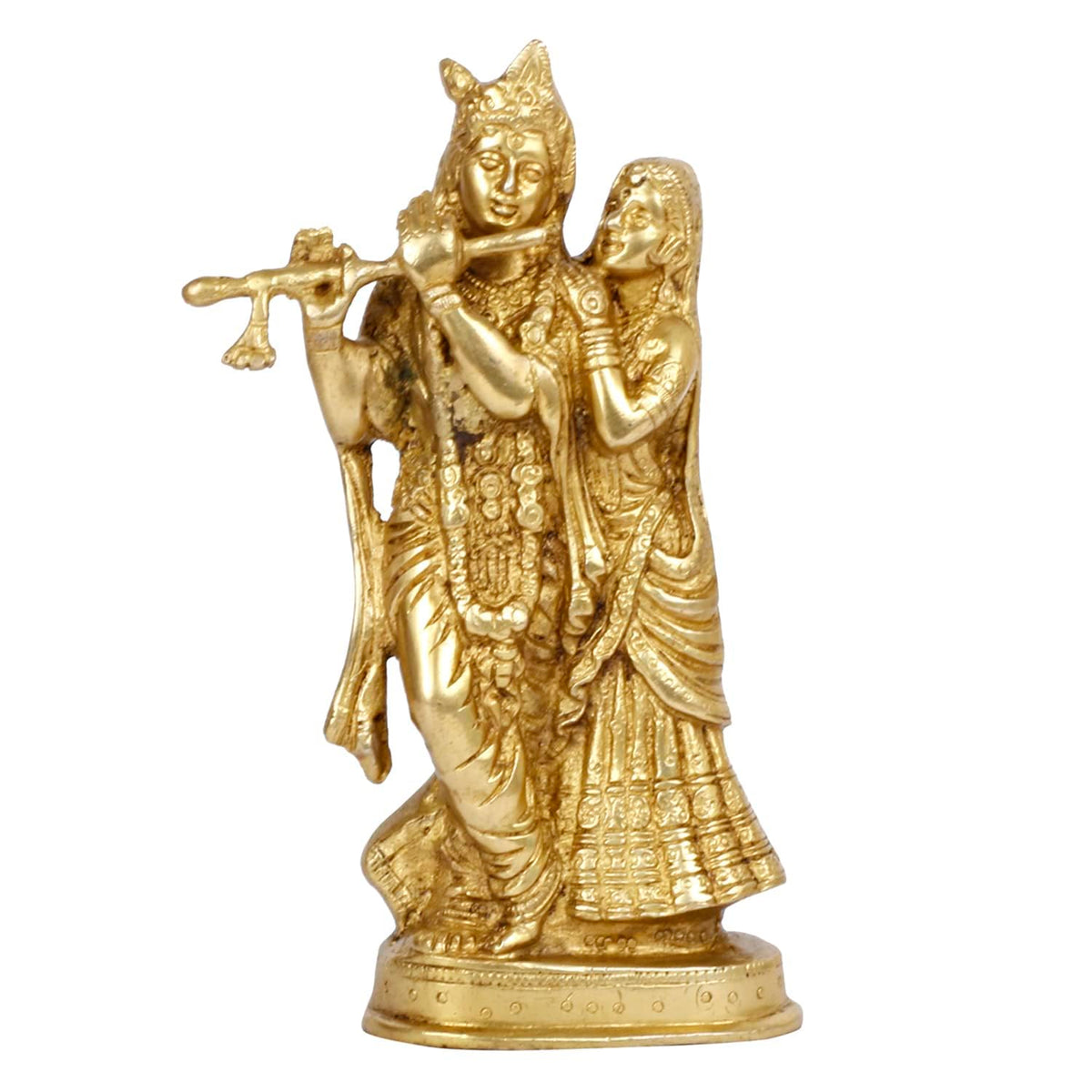 SVARUP Brass Radha Krishna Idol Statue Sculpture Figurine for Home Temple Office Gift 8 Inches