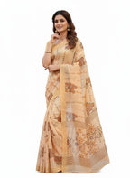 Raashreya Fashions Digital Print Chiffon Saree (Mustard)