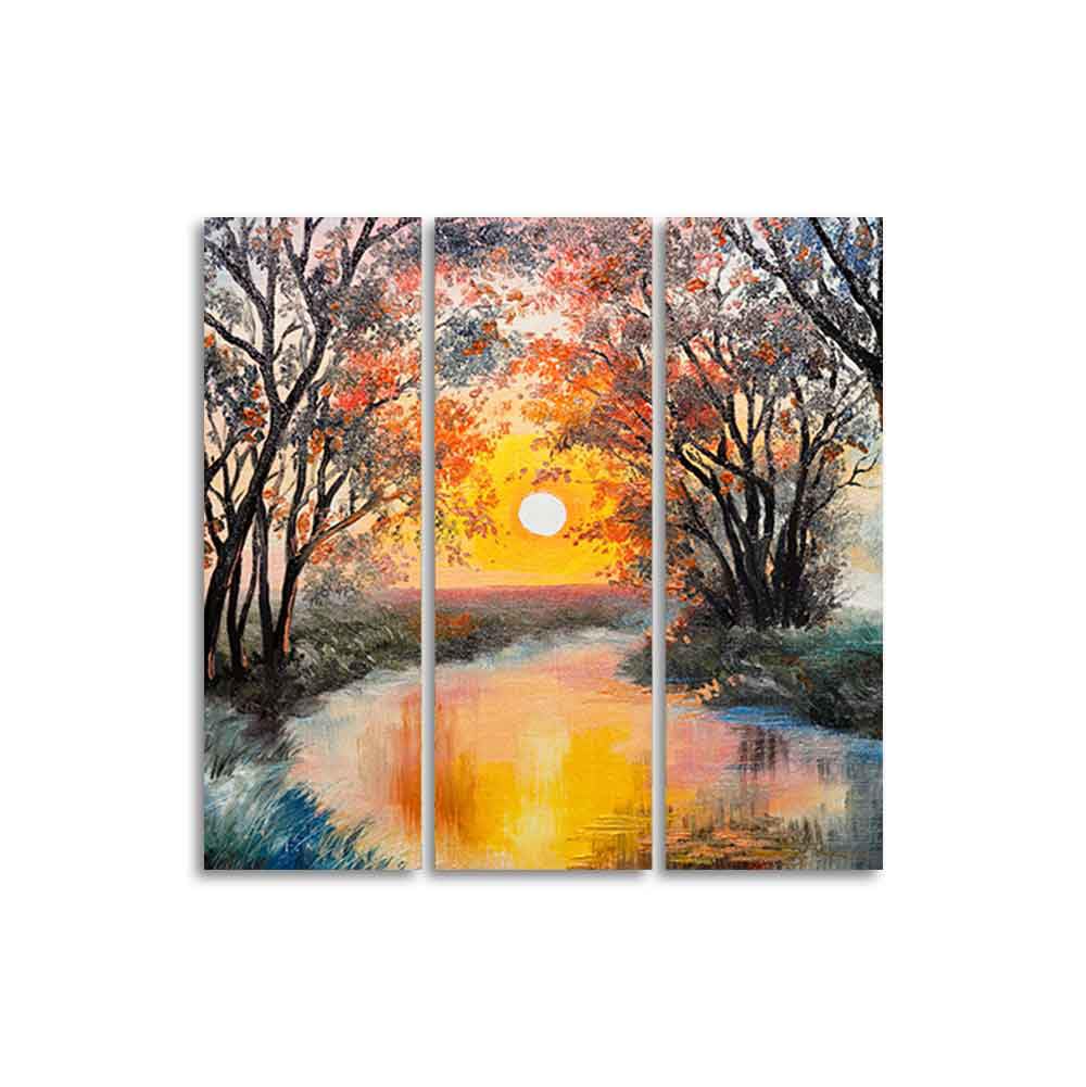 VIBECRAFTS Homcraft Buddha Meditating Statue Five Pieces Canvas Wall Painting For Home|Office|Living Room|Gift (PTVC5Pcs1_5530)