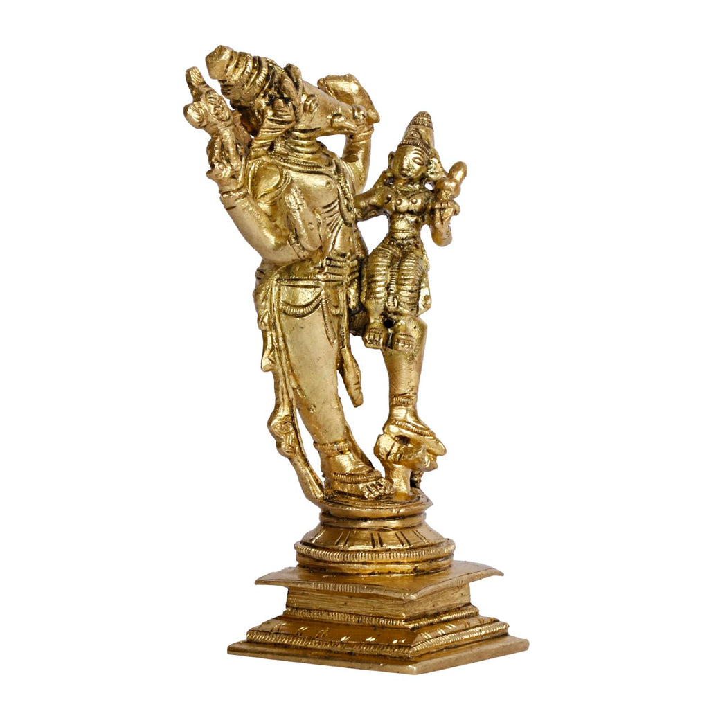 ARTVARKO Brass Varaha Avatara of Vishnu with Bhudevi Varahi (Boar Incarnation of Lord Vishnu) Amman Silai Height 5.25 Inch.
