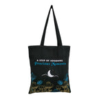 DANIOO DON'T WORRY WE CARRY Canvas Reusable Cloth Tote Bag with Zipper and Inner Pocket For Women and Girls Multipurpose College Washable Daily Use Shopping Pack Of 1 (Black & Golden)