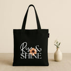 Peach Blossom Women’s Cotton Printed Tote Bag_BLK - RISE & SHINE