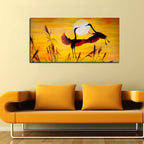 VIBECRAFTS Canvas Paintings for Living Room Drawing Room Canvas Wall Painting of Flamingos Pair Flying in Sunset for Home|Office|Gift(PTVCH_2396NV)(48 x 24 Inches)