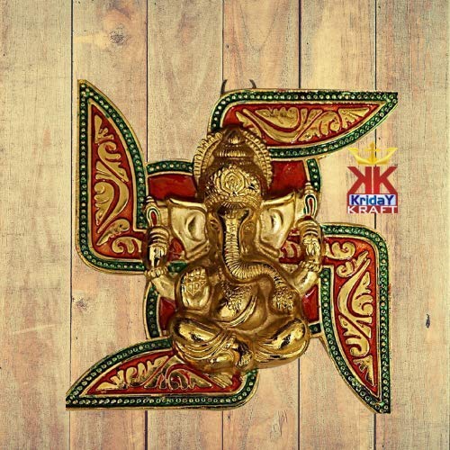 Prince Home Decor & Gifts Multicolour Handmade Decorative Feng Shui Metal Pan Leaf Hanging Metal Ganesh Ji Statue