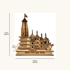 SHUCHI ESSENTIALS Ram Mandir Ayodhya Wooden Model with 3D Ram Lalla Idol, Miniature Pooja Temple Showpiece for Home Decor, Pooja Room, Office Desk and Spiritual Religious Gift, 5.5x3x6 Inch