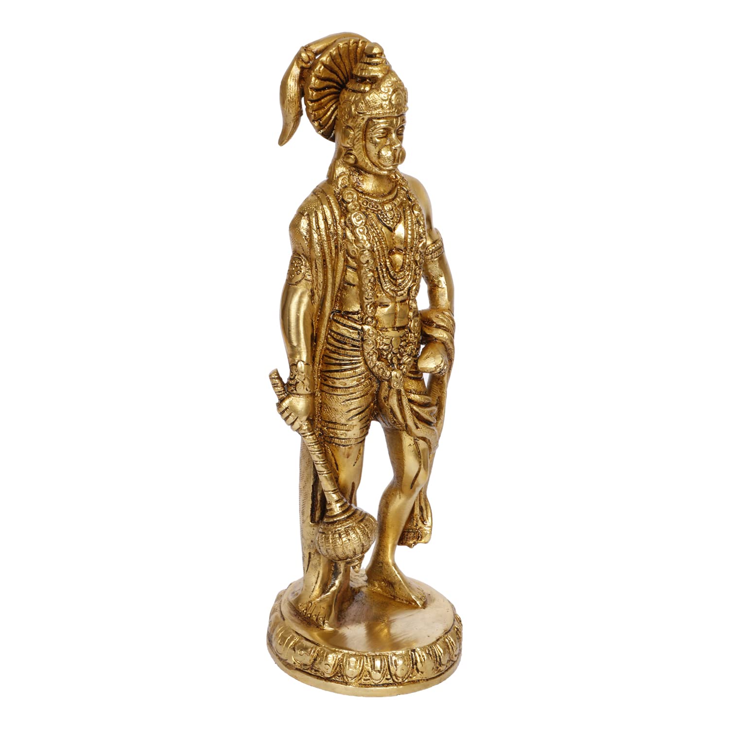 ARTVARKO Brass Hanuman Statue Idol Bajrangbali Bhagwan Sankat Mochan Standing Murti for Home Office Entrance Décor Temple Mandir Puja Gift 10 Inch.