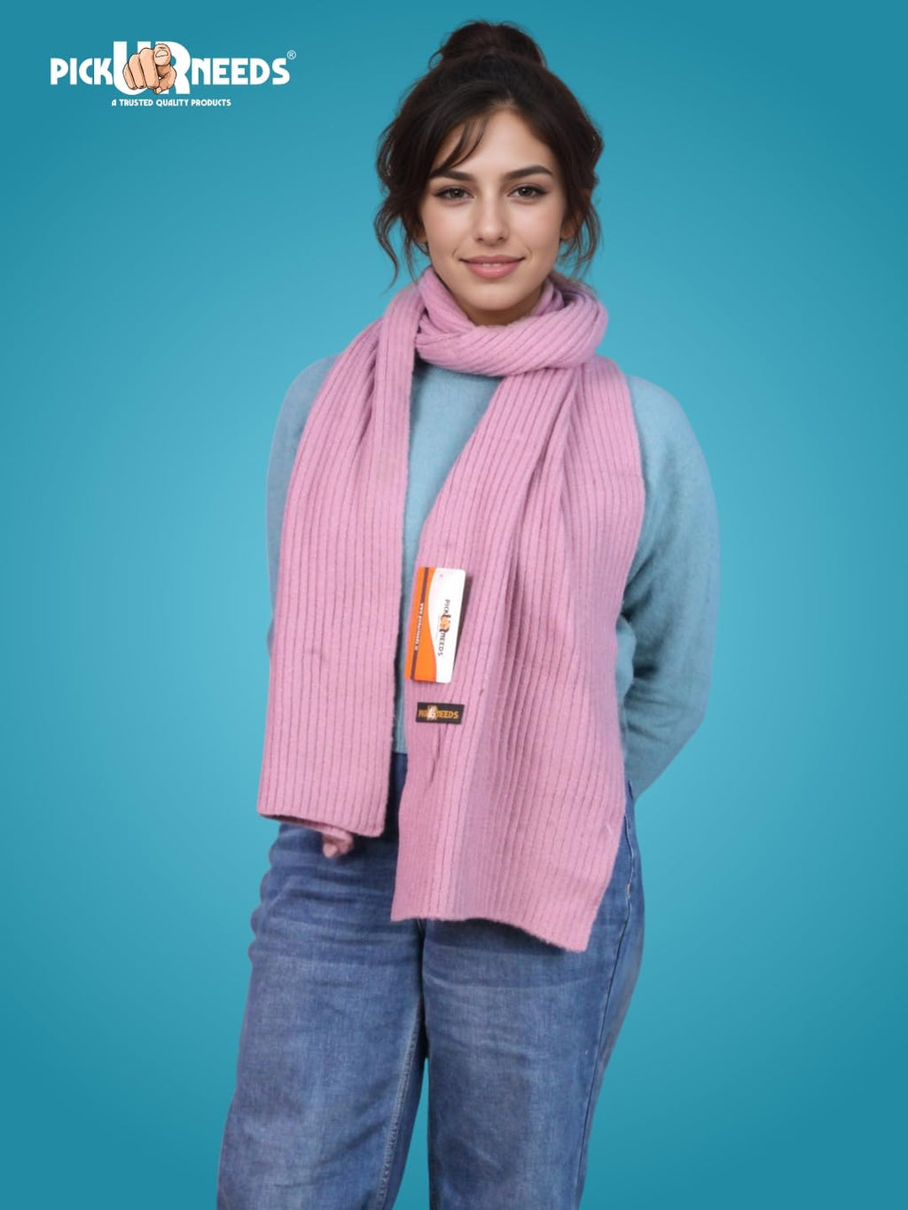 Pick Ur Needs Ultra Soft Ribbed Knit Muffler for Women Warm Winter Woolen Scarf Cozy Lightweight Neck Warmer for Casual & Outdoor Use (Purple)