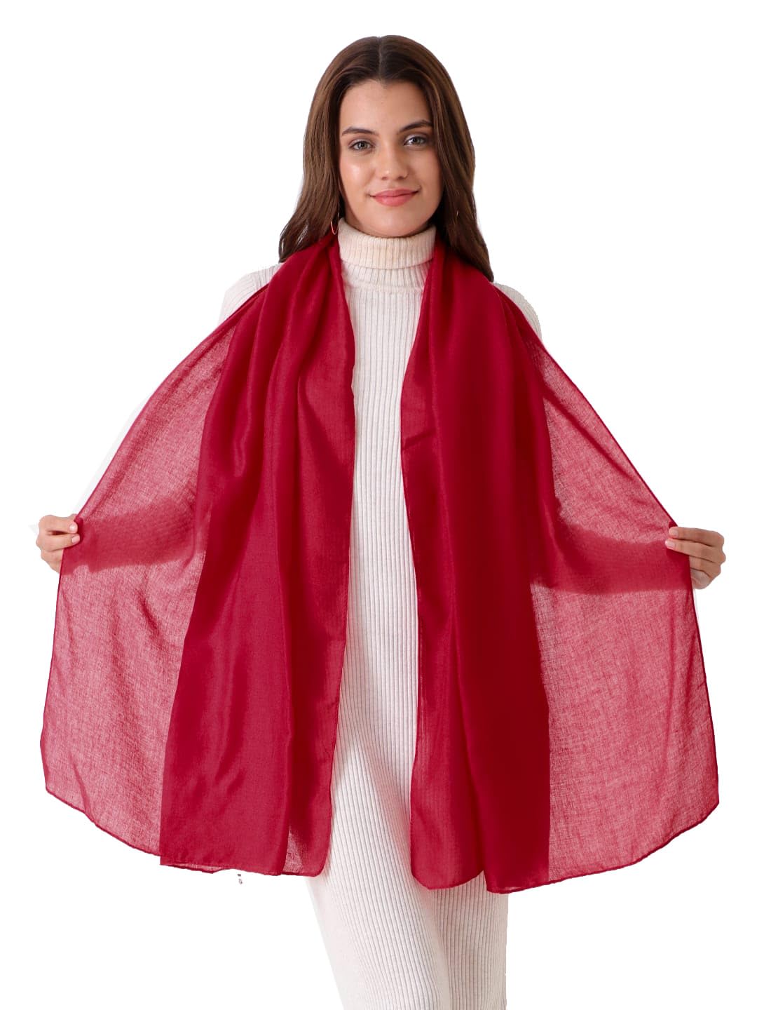 Beau Design Scarf, Lightweight Shawl Wrap for Women, Multiple Colours Available (Red)