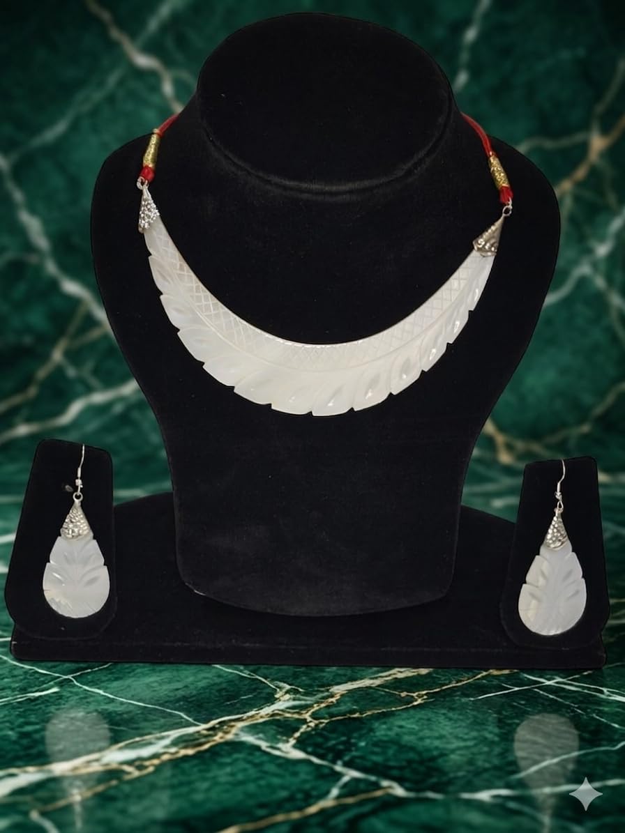 Mother of Pearl Shell Jewelerty | MOP necklace |Trendy MOP Shells Choker and Earring Set | SEA SHELL NECKLACE | Seashell jewelry| sea shell earring | gift for valentine,birthday| pack of 2 | handmade (DESIGN D1)