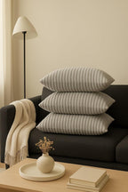 AWARD VELVETS Premium Faux Rabbit Fur Plush Luxury Soft Fluffy Striped Decorative Throw Pillow/Cushion Covers for Sofa, Couch, Living Room - (Light Grey, 24 x 24 inch) Set of 1