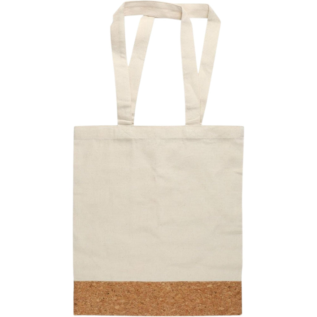CrownLit Cotton Canvas Tote Bag with Cork Base, Long Shoulder Straps, Natural Beige, Pack of 2