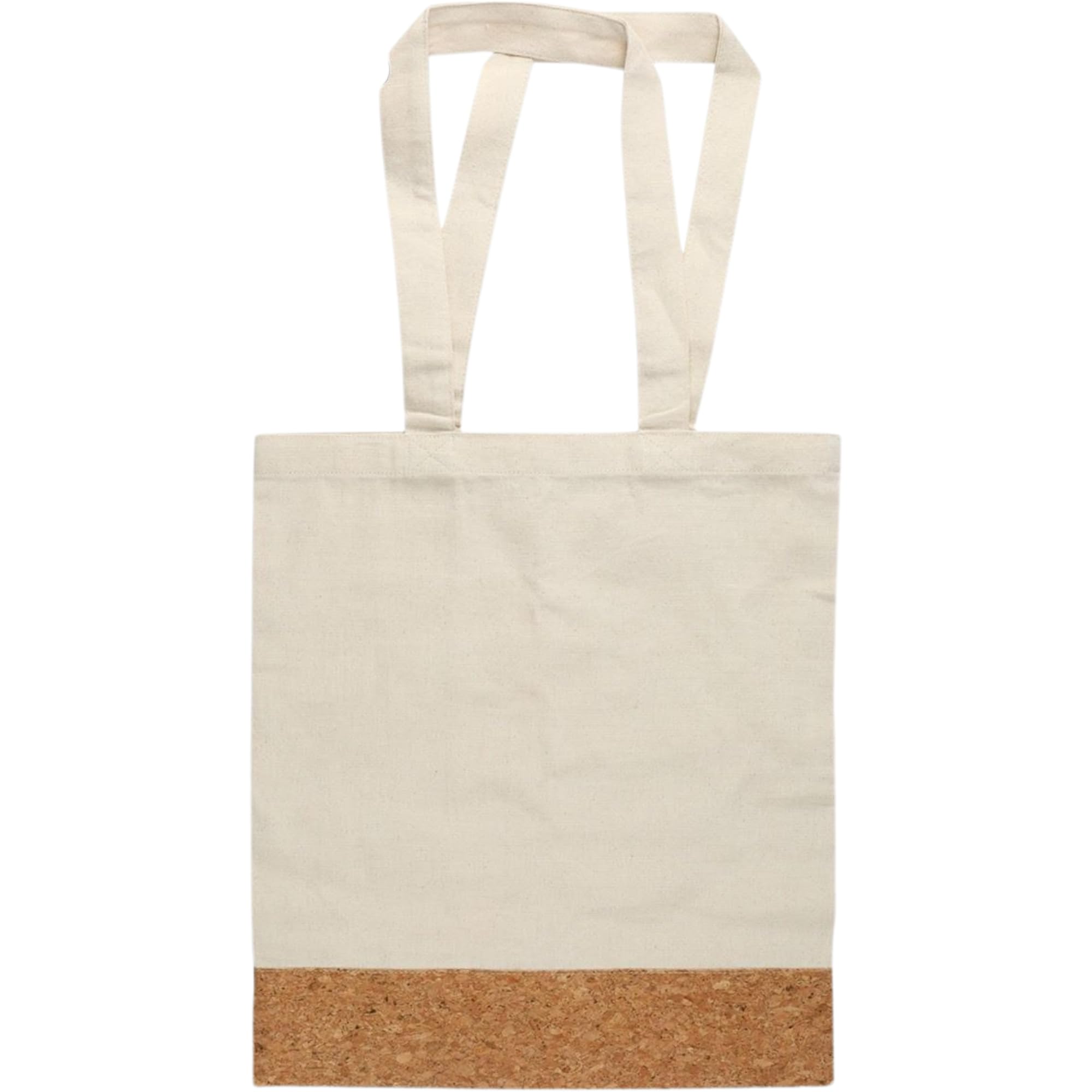 CrownLit Cotton Canvas Tote Bag with Cork Base, Long Shoulder Straps, Natural Beige, Pack of 2