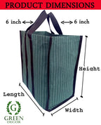 GREEN DECOR Waterproof Cotton Canvas Super Strong Heavy Duty Reusable Milk Bag/Shopping/Grocery/Vegetable Bag with Reinforced Handles & Thick Bottom for Strength (Green,17X10X11 Inch) Pack of 2