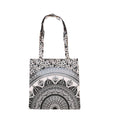 Ravaiyaa - Attitude is everything Cotton Shoulder Bag/Tote Bag For Women| Printed Multipurpose Handbag With Top Zip| Best For Shopping, Travel, Work, Beach, Office, College (White Black Ombre Mandala)