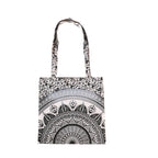 Ravaiyaa - Attitude is everything Cotton Shoulder Bag/Tote Bag For Women| Printed Multipurpose Handbag With Top Zip| Best For Shopping, Travel, Work, Beach, Office, College (White Black Ombre Mandala)