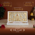Svastika Ganesha Pocket Temple | 24 Karat Gold and Silver Coated | Ganpati Idol for Home Mandir | Office Table | Gift for Diwali | Pooja Room | Vastu Decor | Small Size 21 cm