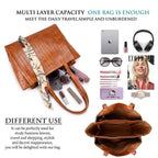 DANIEL CLARK Large Crocodile Texture Tote Bag |PU Leather Shoulder Handbag for Office, Shopping & Travel Handbag with ribbon scarf for Women & Girls (Tan)