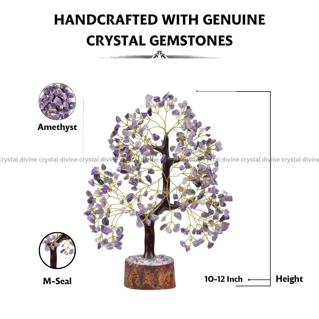 Crystal Divine Amethyst Crystal Tree Handmade Home Decor Items Crystal Bonsai Tree Showpiece for Home Decor Vastu Gift Items for Home Decoration Hall Decoration Items Healing Crystals Tree Gifts