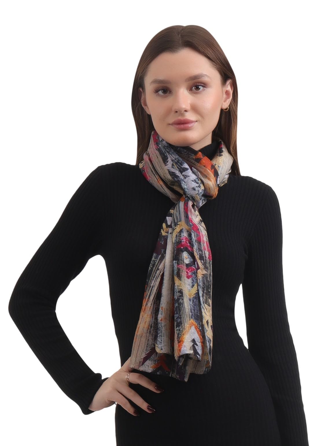 EH 100% Pure Mulberry Silk Scarf for Women, head scarf, neck scarf, hair scarf, digital printed long (22 X 72) (MC 3)