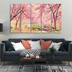 VIBECRAFTS Homcraft Cherry Blossom Tree Premium Wall Painting Set of Five Pieces For Home|Office|Living Room|Gift (PTVC5Pcs4_8641)